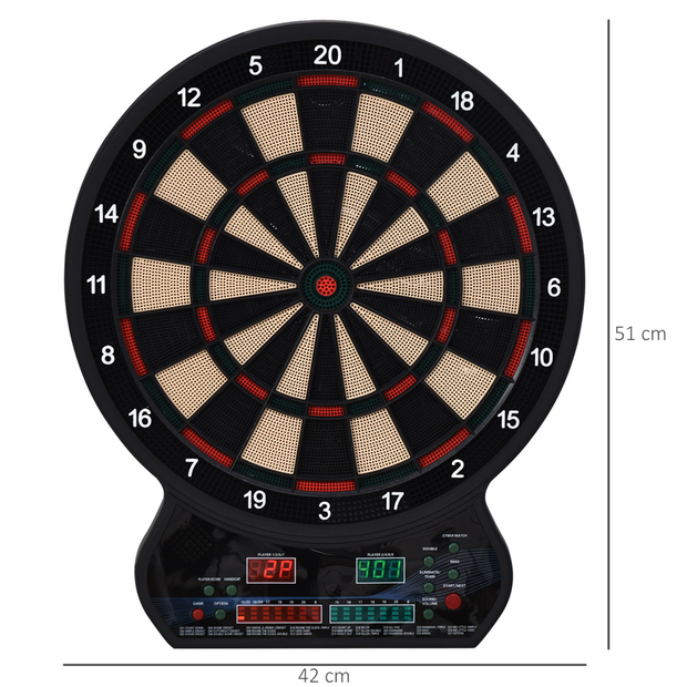 Electronic Dartboard LED Digital Score 27 Games with 12 Soft Darts Ready-to-Play