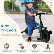 Baby Kids Children Toddler Tricycle Ride on Trike W/ 3 Wheels Black HOMCOM