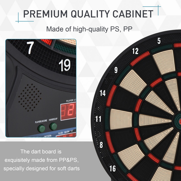 Electronic Dartboard LED Digital Score 27 Games with 12 Soft Darts Ready-to-Play