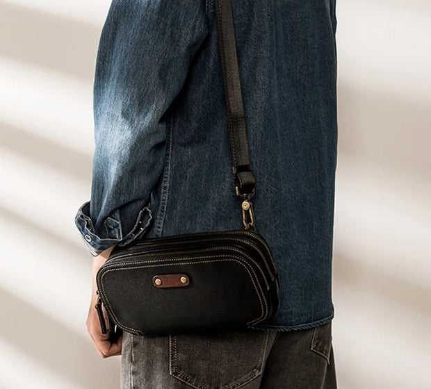 AETOO Genuine Leather Men's Chest Bag Messenger Bag Shoulder Bag Casual First Layer Cowhide Waist Bag Trendy Men's Bag