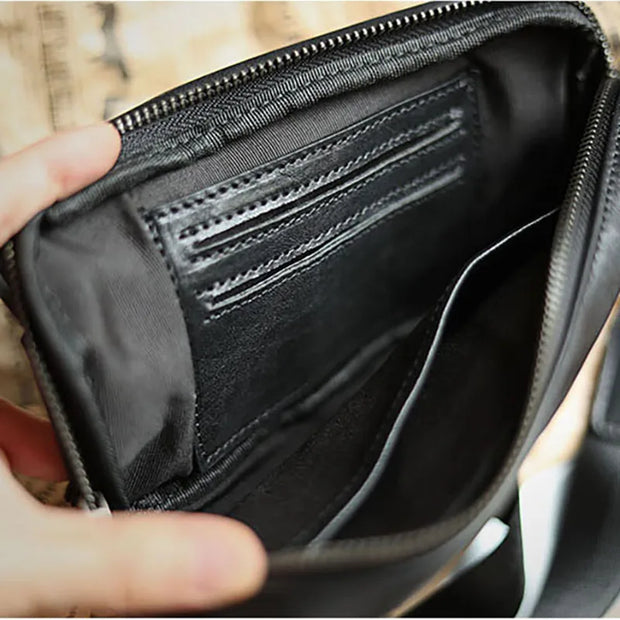 AETOO Genuine Leather Men's Chest Bag Messenger Bag Shoulder Bag Casual First Layer Cowhide Waist Bag Trendy Men's Bag