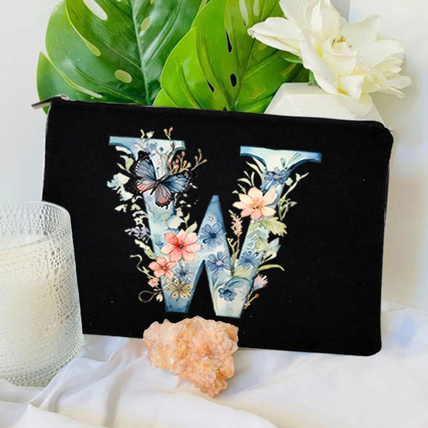 1 Pc Initial Letter Bag Letter Makeup Bag for Women Initial Cosmetic Bag A-Z Personalized Makeup Bag Travel Bag,Initial Cosmetic