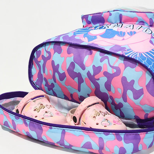 Children's swimming bag waterproof storage bag beach bag beam mouth backpack dry and wet separation washing bag