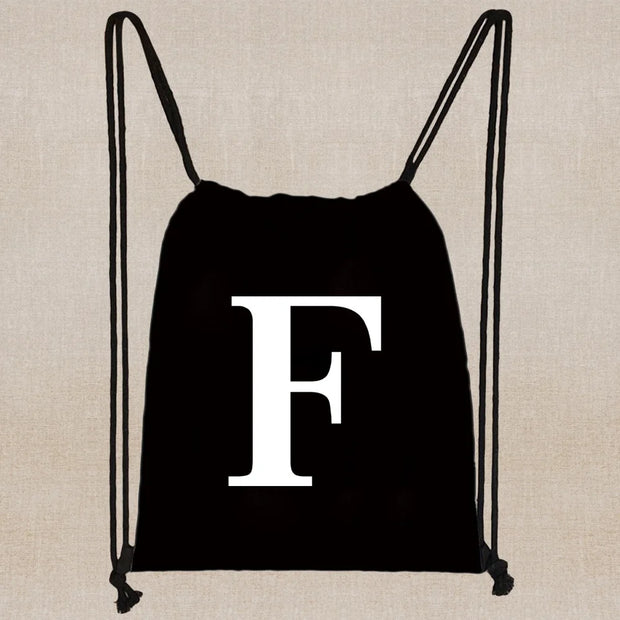 Drawstring Bag Backpack Tote Bag String Lightweight Outdoor Sport Bag for Travel Sundries Bag White Letter Fitness Sports Bag