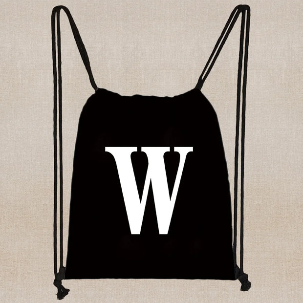Drawstring Bag Backpack Tote Bag String Lightweight Outdoor Sport Bag for Travel Sundries Bag White Letter Fitness Sports Bag
