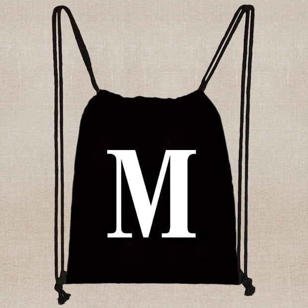 Drawstring Bag Backpack Tote Bag String Lightweight Outdoor Sport Bag for Travel Sundries Bag White Letter Fitness Sports Bag