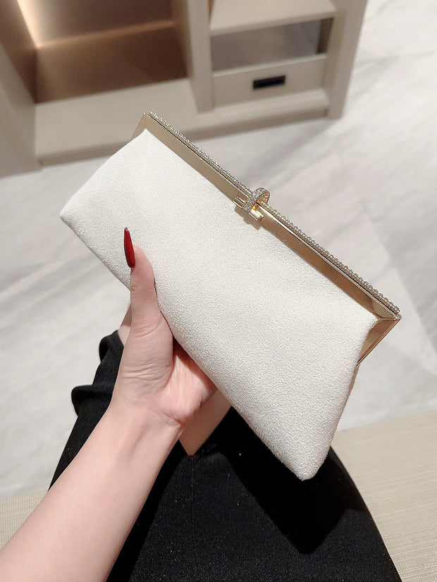 Women's temperament velvet fish hook rhinestone decorated evening bag clutch bag party bag prom bag dress bag evening bag weddin