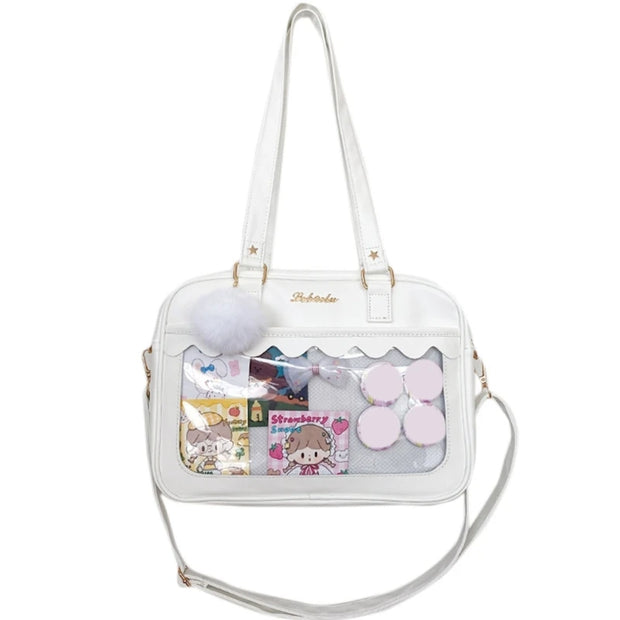 Japanese  Shoulder Bag For Women PU Leather Itabag Transparent Bag JK Tote Bag Handbags Preppy Bag ita bag Crossbody Bag