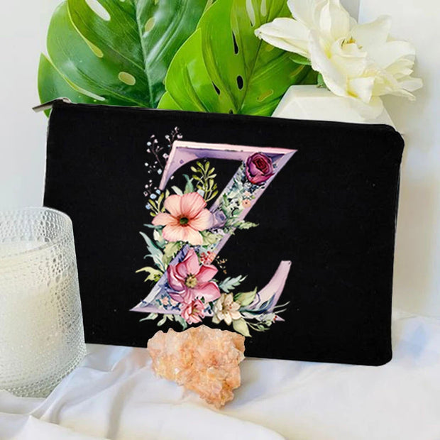 1 Pc Initial Letter Bag Letter Makeup Bag for Women Initial Cosmetic Bag A-Z Personalized Makeup Bag Travel Bag,Initial Cosmetic