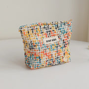 DJDF Purple Woven Bag Women's Cosmetic Bag Small Soft Canvas Portable Storage Bag Portable Storage Bag Portable Toiletry Bag Ins