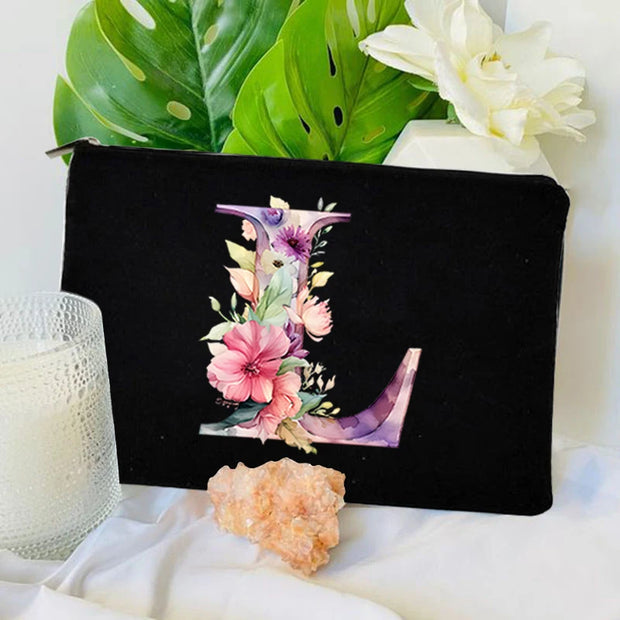 1 Pc Initial Letter Bag Letter Makeup Bag for Women Initial Cosmetic Bag A-Z Personalized Makeup Bag Travel Bag,Initial Cosmetic