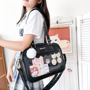 Japanese Kawaii Shoulder Bag For Women PU Leather Itabag Transparent Bag JK Tote Bag Handbags Preppy Bag ita bag Crossbody Bag