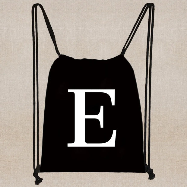Drawstring Bag Backpack Tote Bag String Lightweight Outdoor Sport Bag for Travel Sundries Bag White Letter Fitness Sports Bag