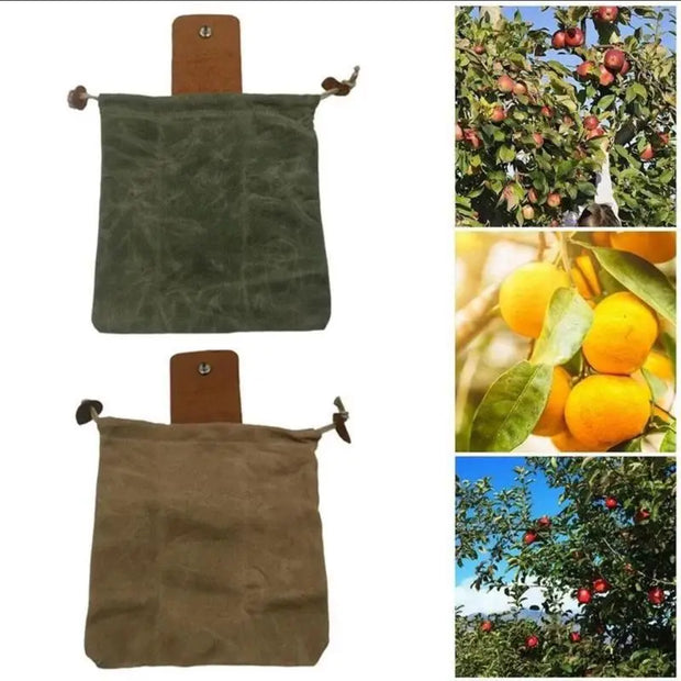 Orchard Foraging Bag Waist Hanging Bag Leather Canvas Picking Bag Jungle Artisan Bag Outdoor Camping Storage Bag Nut Storage Bag