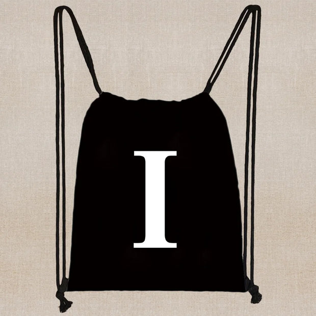 Drawstring Bag Backpack Tote Bag String Lightweight Outdoor Sport Bag for Travel Sundries Bag White Letter Fitness Sports Bag