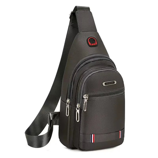 Business Men's Chest Bag Shoulder Messenger Bag Casual Canvas Travel Bag Waist Bag Multifunctional Waterproof Storage Large Bag