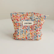 DJDF Purple Woven Bag Women's Cosmetic Bag Small Soft Canvas Portable Storage Bag Portable Storage Bag Portable Toiletry Bag Ins