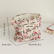 DJDF Purple Woven Bag Women's Cosmetic Bag Small Soft Canvas Portable Storage Bag Portable Storage Bag Portable Toiletry Bag Ins