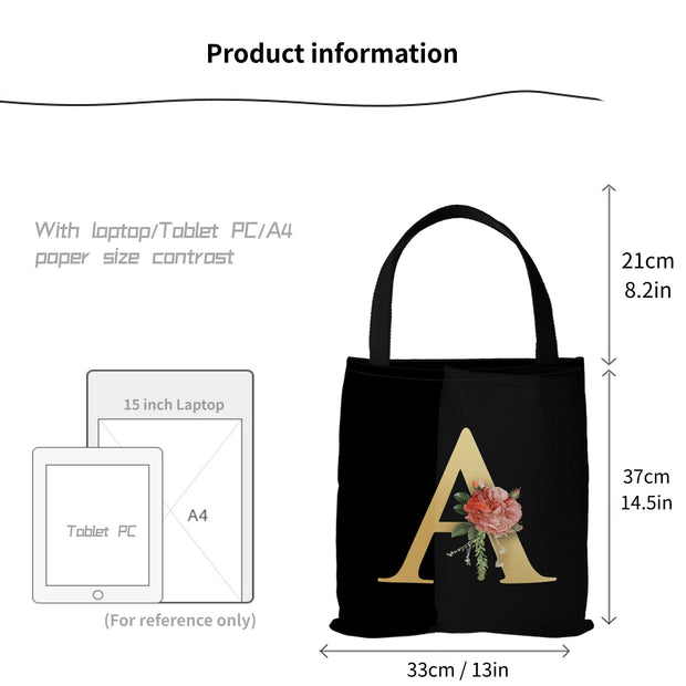 Letter Printing Canvas bag Lightweight Shoulder bag Tote bag Handbag Shopping bag Holiday Gift Bag