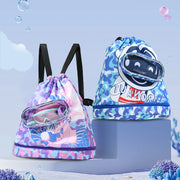 Children's swimming bag waterproof storage bag beach bag beam mouth backpack dry and wet separation washing bag