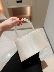 Women's Classic Pleated Satin Handheld Evening Bag Pearl Handle Decorated Dress Bag Evening Bag Chain Bag Wedding Bag Party Pro