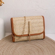 Girls Mobile Phone Bag 2024 New Women's Summer Woven Bag Messenger Straw Bag Small Square Bag Fashion Bag