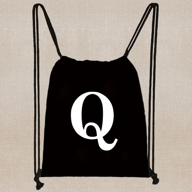 Drawstring Bag Backpack Tote Bag String Lightweight Outdoor Sport Bag for Travel Sundries Bag White Letter Fitness Sports Bag