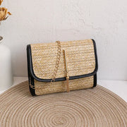 Girls Mobile Phone Bag 2024 New Women's Summer Woven Bag Messenger Straw Bag Small Square Bag Fashion Bag