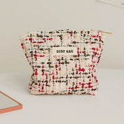 DJDF Purple Woven Bag Women's Cosmetic Bag Small Soft Canvas Portable Storage Bag Portable Storage Bag Portable Toiletry Bag Ins