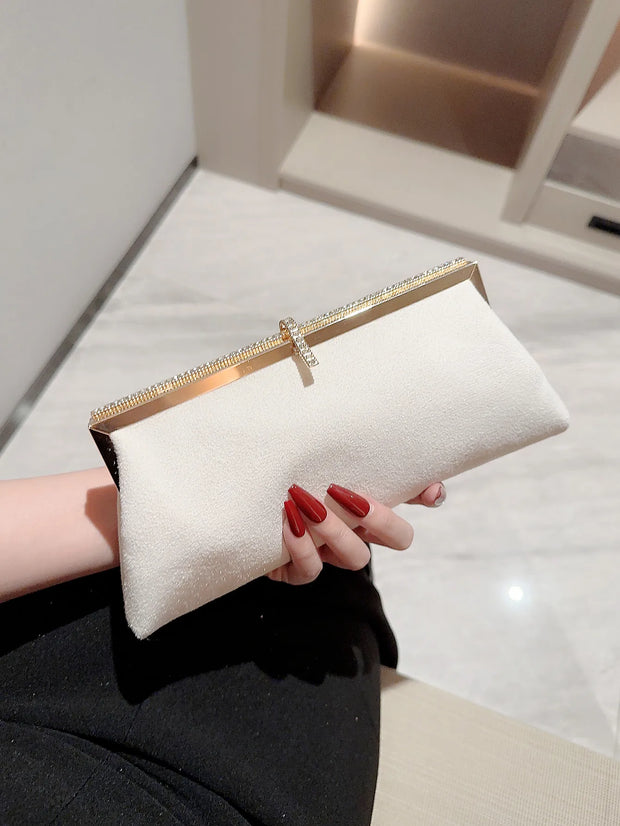 Women's temperament velvet fish hook rhinestone decorated evening bag clutch bag party bag prom bag dress bag evening bag weddin