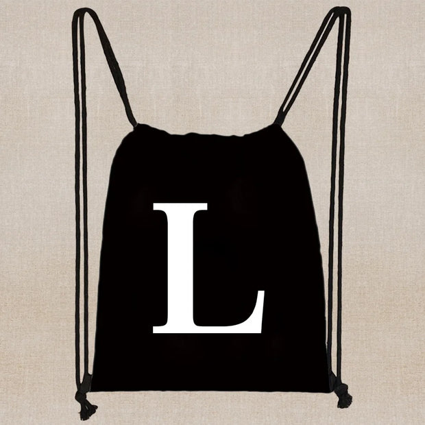Drawstring Bag Backpack Tote Bag String Lightweight Outdoor Sport Bag for Travel Sundries Bag White Letter Fitness Sports Bag