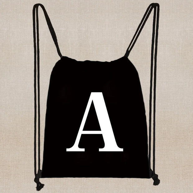 Drawstring Bag Backpack Tote Bag String Lightweight Outdoor Sport Bag for Travel Sundries Bag White Letter Fitness Sports Bag