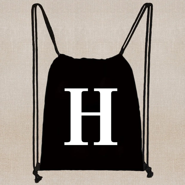 Drawstring Bag Backpack Tote Bag String Lightweight Outdoor Sport Bag for Travel Sundries Bag White Letter Fitness Sports Bag