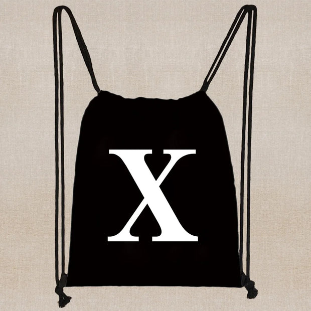 Drawstring Bag Backpack Tote Bag String Lightweight Outdoor Sport Bag for Travel Sundries Bag White Letter Fitness Sports Bag