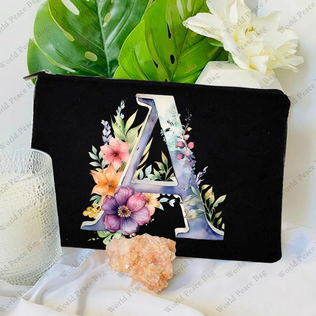 1 Pc Initial Letter Bag Letter Makeup Bag for Women Initial Cosmetic Bag A-Z Personalized Makeup Bag Travel Bag,Initial Cosmetic
