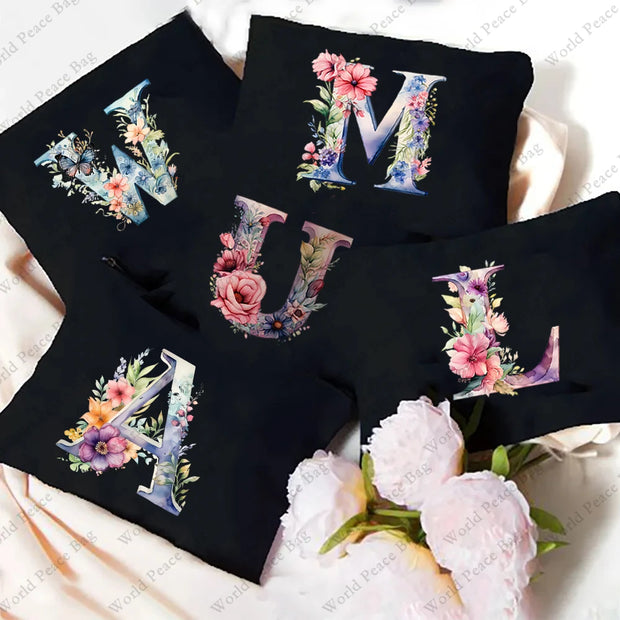1 Pc Initial Letter Bag Letter Makeup Bag for Women Initial Cosmetic Bag A-Z Personalized Makeup Bag Travel Bag,Initial Cosmetic