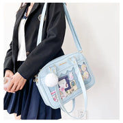 Japanese Kawaii Shoulder Bag For Women PU Leather Itabag Transparent Bag JK Tote Bag Handbags Preppy Bag ita bag Crossbody Bag