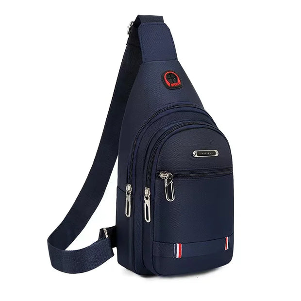 Business Men's Chest Bag Shoulder Messenger Bag Casual Canvas Travel Bag Waist Bag Multifunctional Waterproof Storage Large Bag