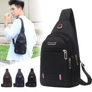 Business Men's Chest Bag Shoulder Messenger Bag Casual Canvas Travel Bag Waist Bag Multifunctional Waterproof Storage Large Bag