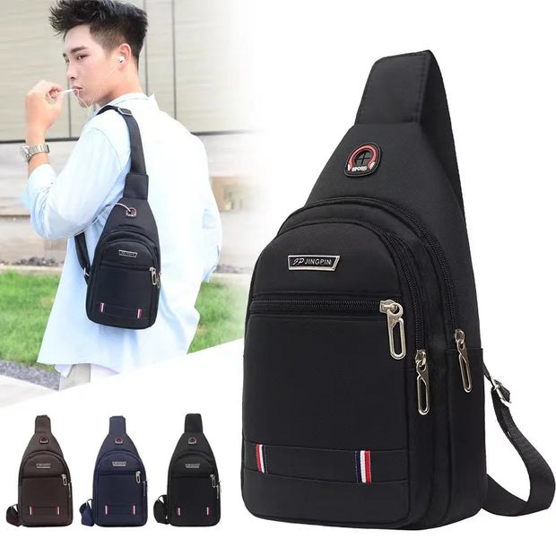 Business Men's Chest Bag Shoulder Messenger Bag Casual Canvas Travel Bag Waist Bag Multifunctional Waterproof Storage Large Bag