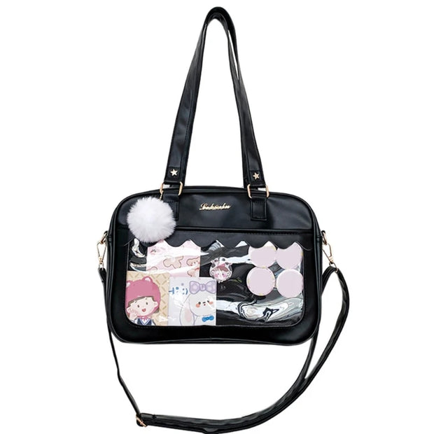 Japanese  Shoulder Bag For Women PU Leather Itabag Transparent Bag JK Tote Bag Handbags Preppy Bag ita bag Crossbody Bag