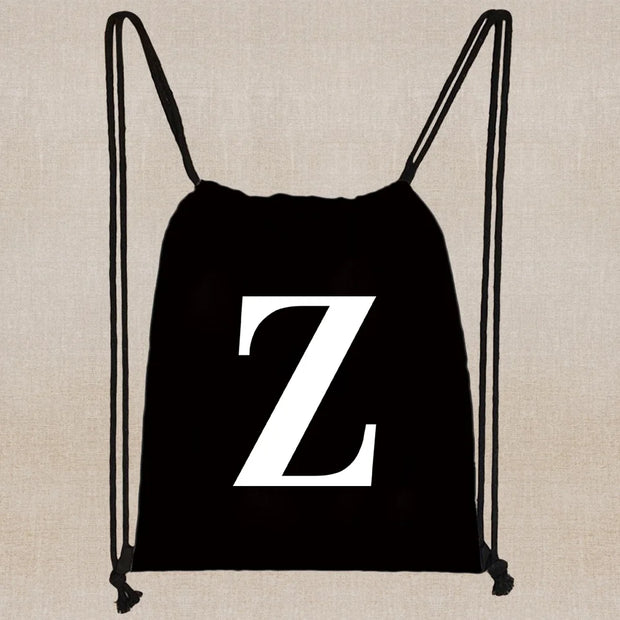 Drawstring Bag Backpack Tote Bag String Lightweight Outdoor Sport Bag for Travel Sundries Bag White Letter Fitness Sports Bag