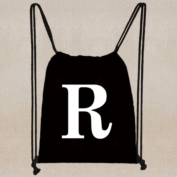Drawstring Bag Backpack Tote Bag String Lightweight Outdoor Sport Bag for Travel Sundries Bag White Letter Fitness Sports Bag