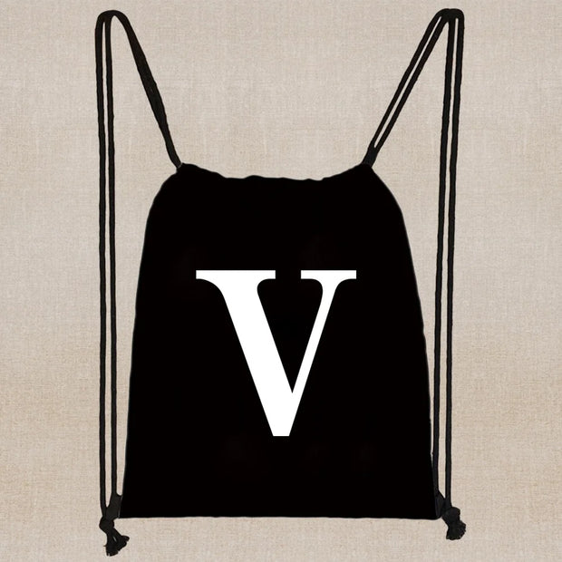 Drawstring Bag Backpack Tote Bag String Lightweight Outdoor Sport Bag for Travel Sundries Bag White Letter Fitness Sports Bag