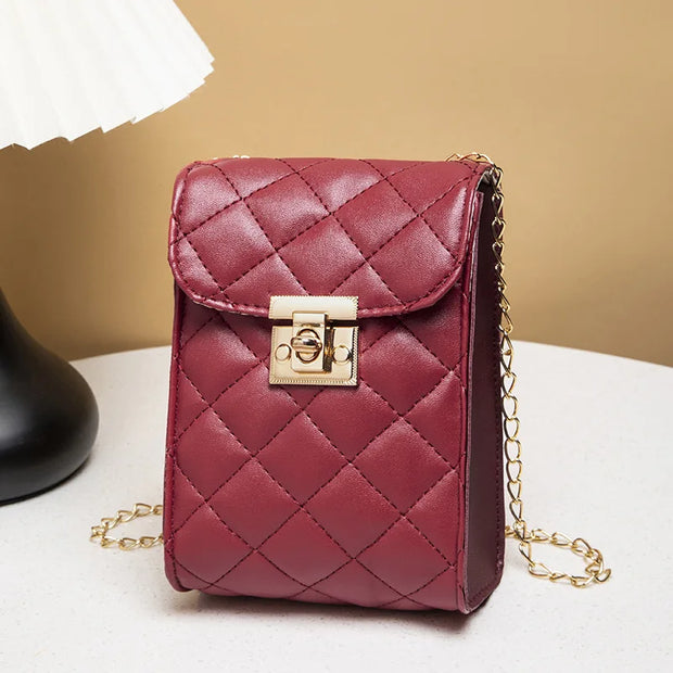 New Lock Buckle Women's Bag Mini Casual Small Square Bag One Shoulder Crossbody Bag Chain Mobile Phone Bag Small Bag