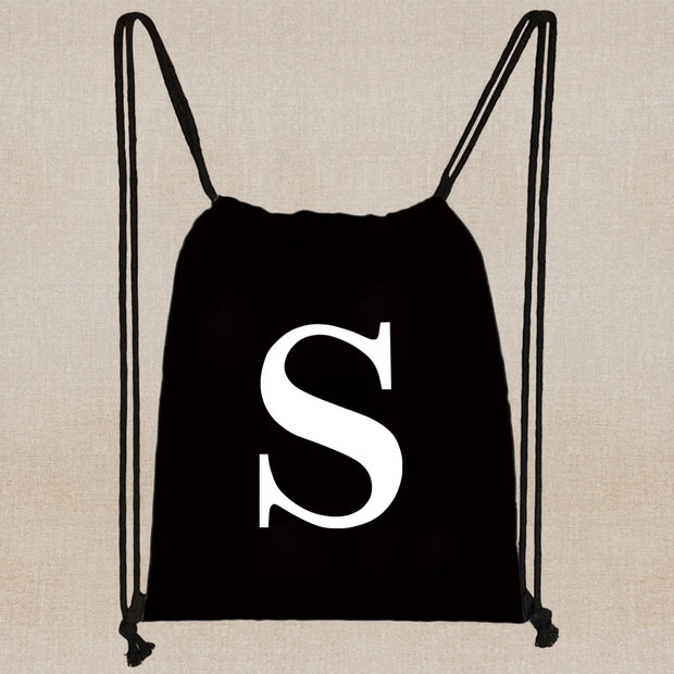 Drawstring Bag Backpack Tote Bag String Lightweight Outdoor Sport Bag for Travel Sundries Bag White Letter Fitness Sports Bag
