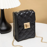 New Lock Buckle Women's Bag Mini Casual Small Square Bag One Shoulder Crossbody Bag Chain Mobile Phone Bag Small Bag