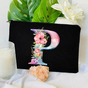 1 Pc Initial Letter Bag Letter Makeup Bag for Women Initial Cosmetic Bag A-Z Personalized Makeup Bag Travel Bag,Initial Cosmetic