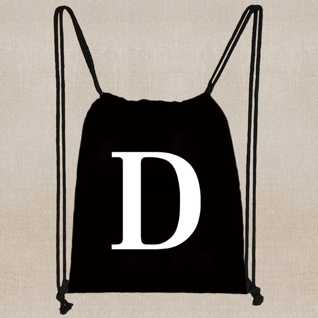 Drawstring Bag Backpack Tote Bag String Lightweight Outdoor Sport Bag for Travel Sundries Bag White Letter Fitness Sports Bag