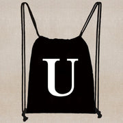 Drawstring Bag Backpack Tote Bag String Lightweight Outdoor Sport Bag for Travel Sundries Bag White Letter Fitness Sports Bag